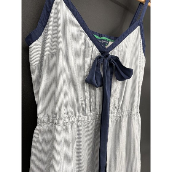 American Eagle Women's Pinstripe Bow Tie Tiered Summer Dress Size 6 Blue White - Picture 3 of 9